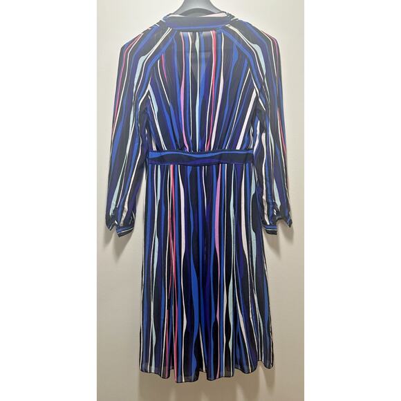 Anne Klein Women’s Size 8 Multicolor Stripe V-Neck A-Line Dress 3/4 Sleeve - Picture 6 of 6